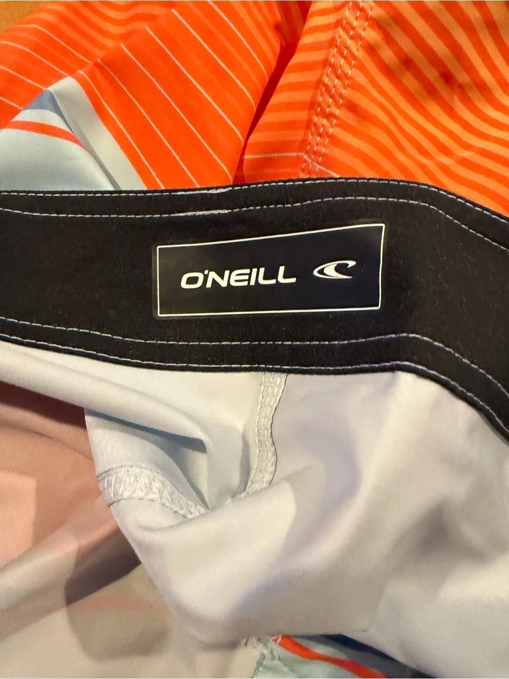 O'Neill Blue, Orange & Light Blue Gradient Stripe Boardshorts